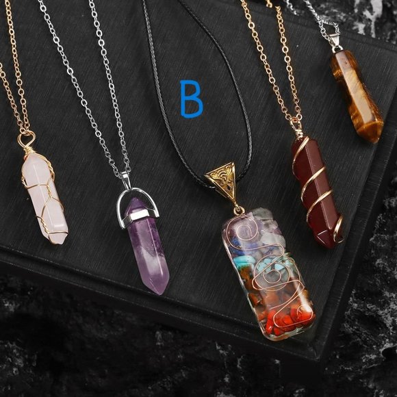 New Vintage Crystal Pendant Necklaces for Women Girls Chakra Healing Carnelian - Picture 9 of 9